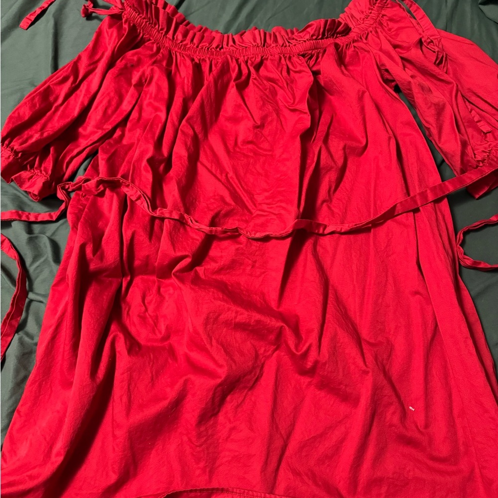 Elegant Red Off-Shoulder Women's Dress